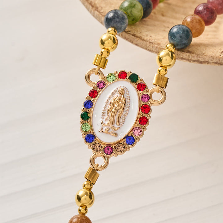 Christianartworkshop Magnetic Strawberry Agate Rosary Bracelet: Emblem of Divine Grace & Purity - image 12