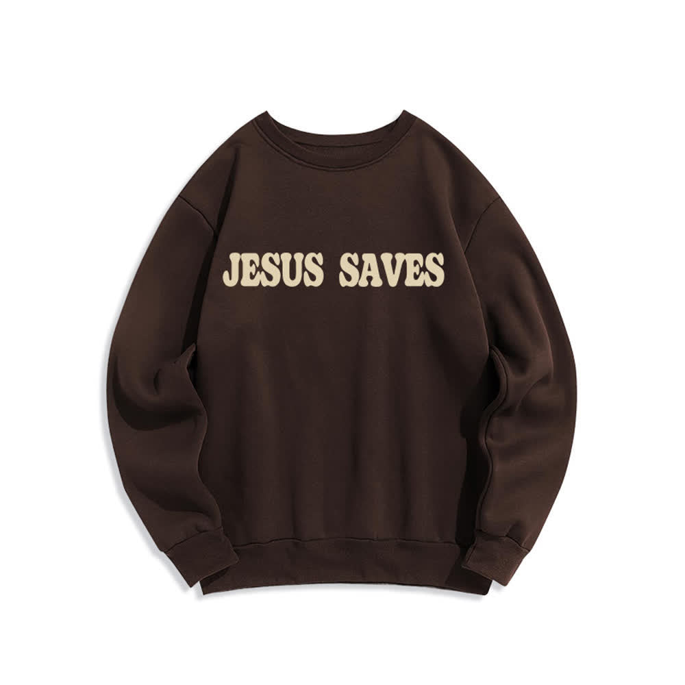 Christianartworkshop Jesus Saves Oversized Crewneck Fleece Lined Statement Sweatshirt - image 8