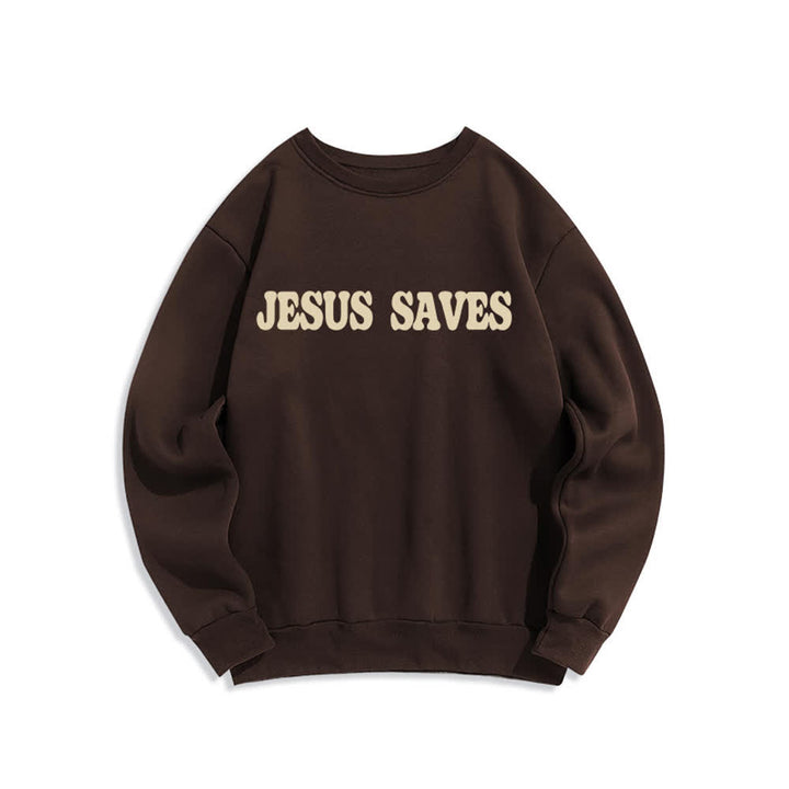 Christianartworkshop Jesus Saves Oversized Crewneck Fleece Lined Statement Sweatshirt - image 8