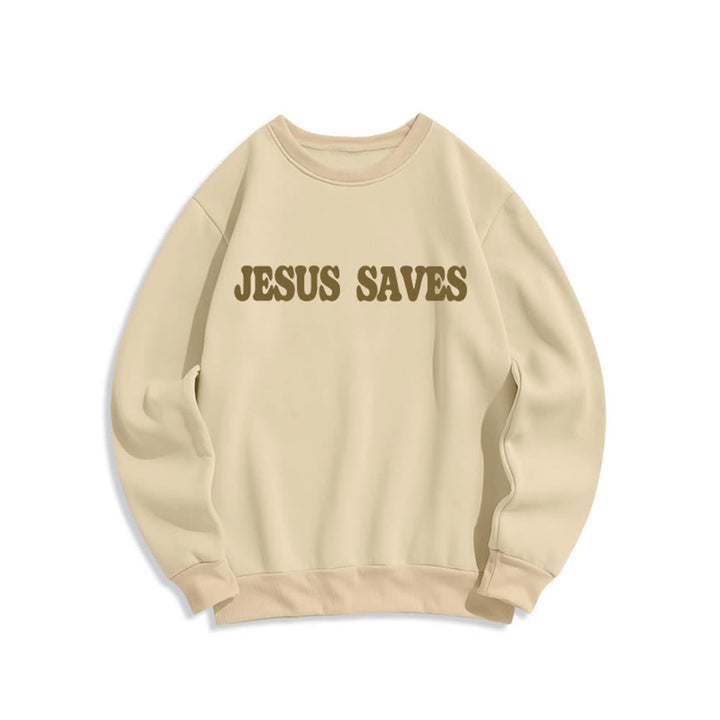Christianartworkshop Jesus Saves Oversized Crewneck Fleece Lined Statement Sweatshirt - image 14