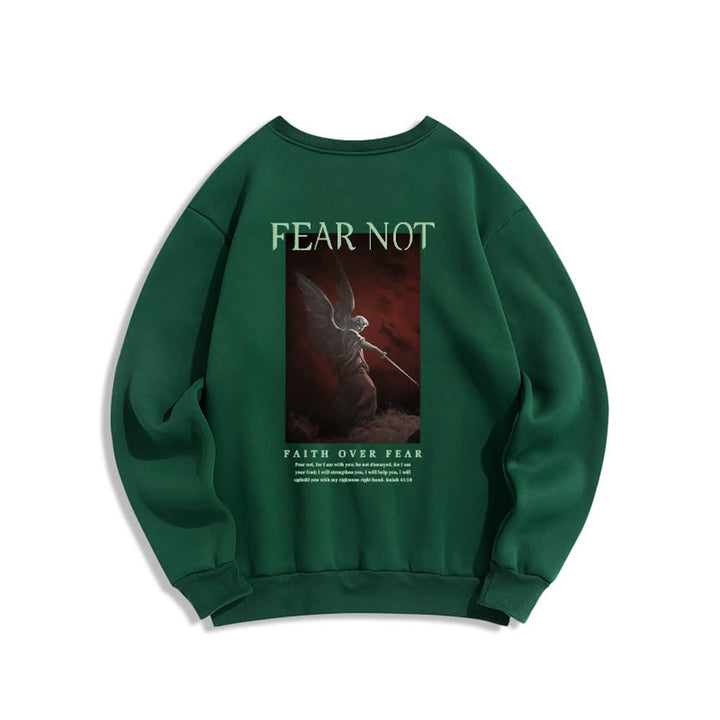 Christianartworkshop Fear Not Angel Back Graphic Cross Crewneck Sweatshirt - image 16