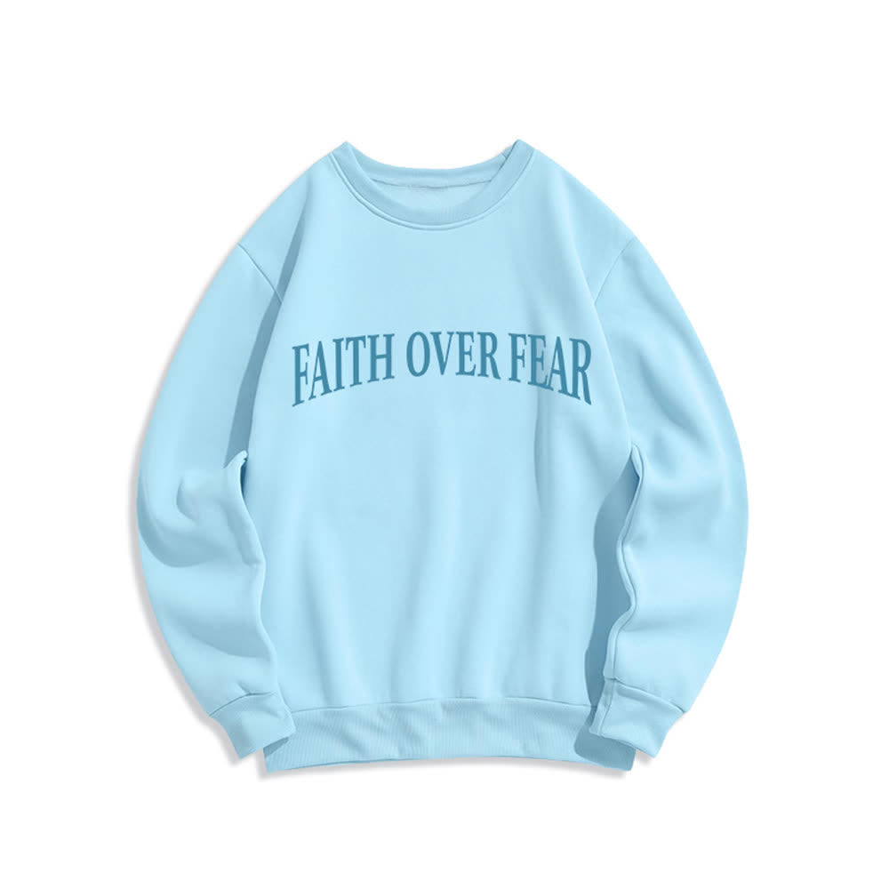 Christianartworkshop Faith Over Fear Cross Graphic Fleece Lined Crewneck Sweatshirts - image 11