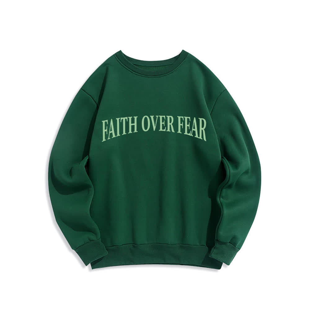 Christianartworkshop Faith Over Fear Cross Graphic Fleece Lined Crewneck Sweatshirts - image 17