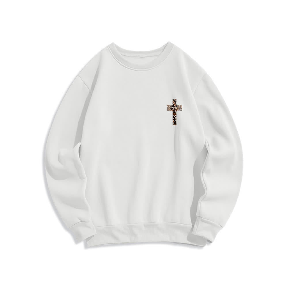 Christianartworkshop Olive Camo Cross Verse Oversized Crewneck Sweatshirt - image 5