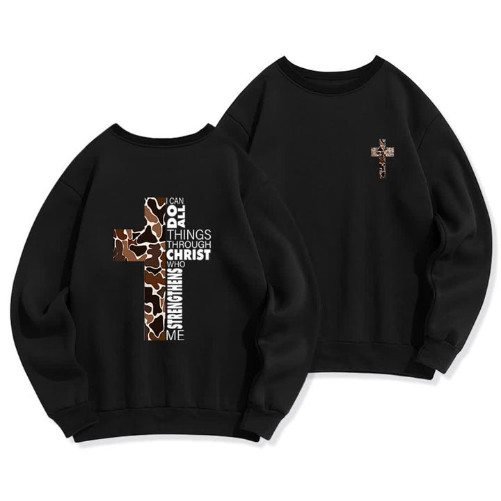 Christianartworkshop Olive Camo Cross Verse Oversized Crewneck Sweatshirt - Black - 2XL - image 6