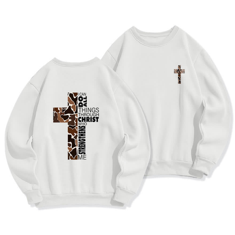 Christianartworkshop Olive Camo Cross Verse Oversized Crewneck Sweatshirt - White - 2XL - image 3