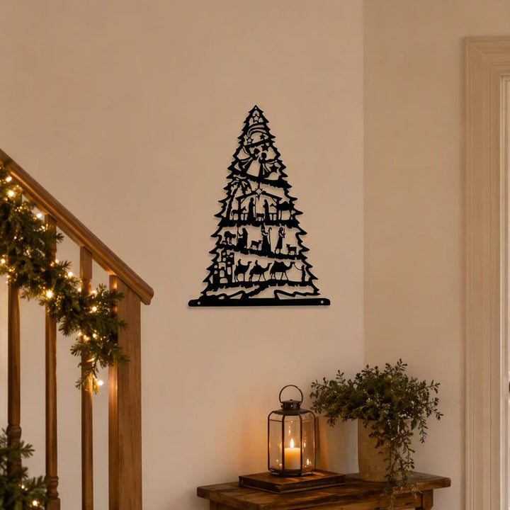 Christianartworkshop Nativity Scene Christmas Tree Metal Wall Art: Emblem of Timeless Peaceful Tidings - image 5