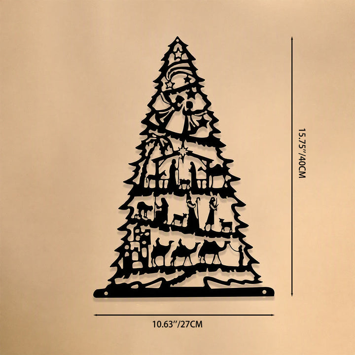Christianartworkshop Nativity Scene Christmas Tree Metal Wall Art: Emblem of Timeless Peaceful Tidings - 10.63''*15.75''*0.04''/27*40*0.1cm - image 7