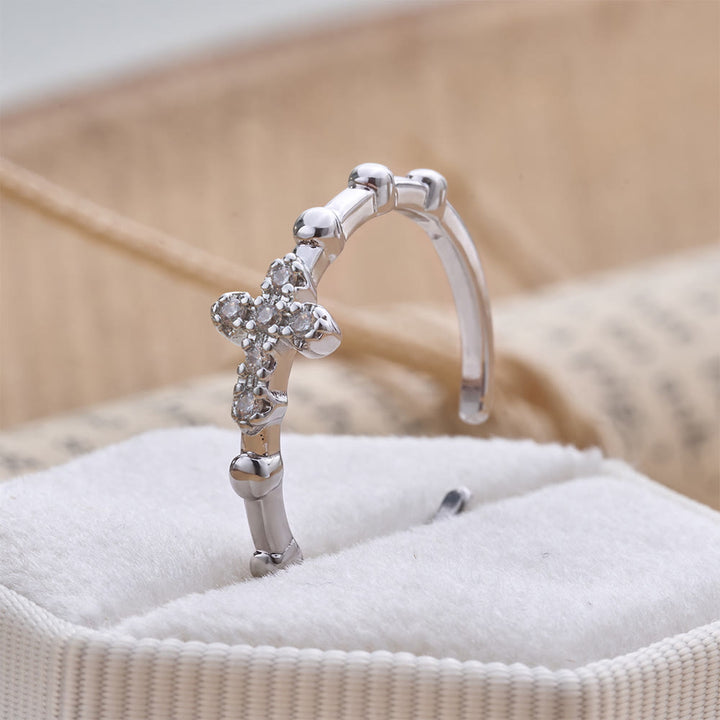 Christianartworkshop Dainty Segmented Band Sparkling Cross Ring: Token of Steadfast Quiet Hope - Crucifix(Suitable for US Sizes6-9) - image 0