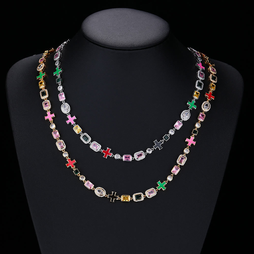 Christianartworkshop Ornate Multi‑Stone Cross Interlocking Chain: Token of Abiding Watchful Safeguard - image 3