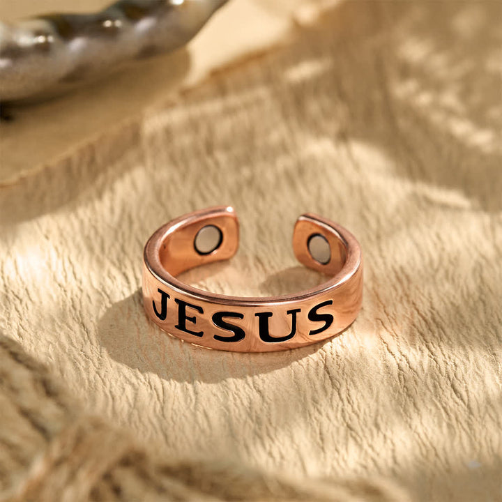 Christianartworkshop Classic Jesus Engraved Text Open Band Ring: Bearer of Calm Timeless Spiritual Peace - Jesus(Suitable for US Sizes 6-9) - image 0