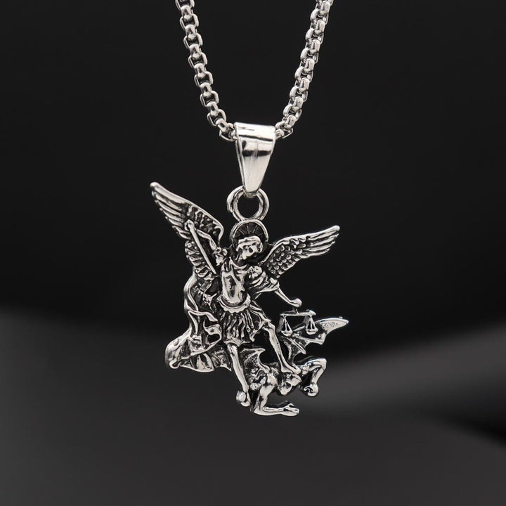 Christianartworkshop Intricate Sculpted St.Michael Pendant Necklace With Justice Scales: Emblem Of Mighty Heavenly Safeguard - image 2