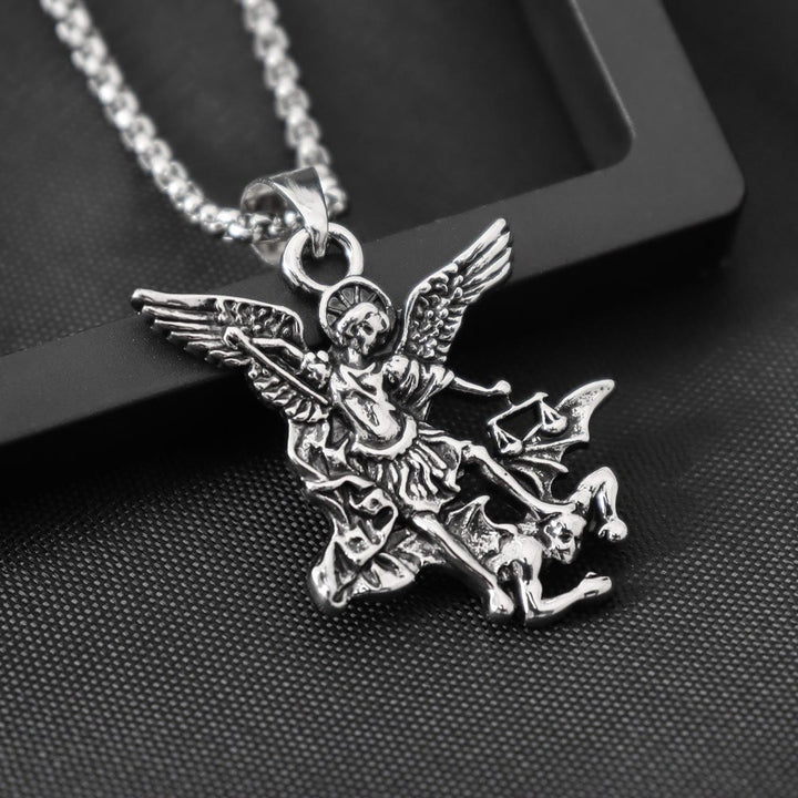 Christianartworkshop Intricate Sculpted St.Michael Pendant Necklace With Justice Scales: Emblem Of Mighty Heavenly Safeguard - image 3