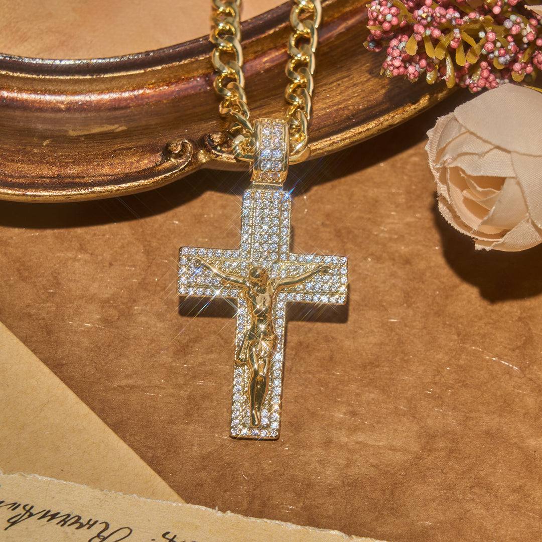 Christianartworkshop Glam Bling Crucifix Curb Chain Necklace: Wearable Talisman Of Timeless Heavenly Grace - Golden - image 3