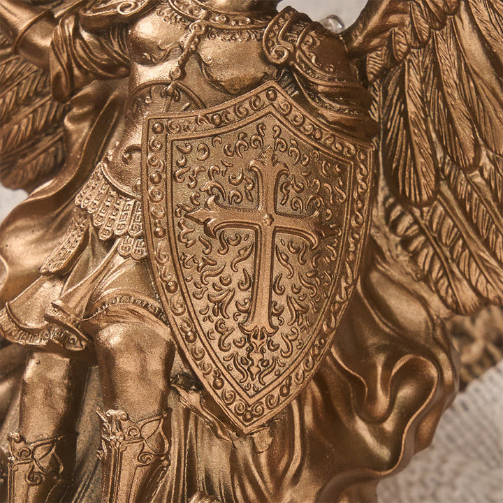 Christianartworkshop Grand Winged St.Michael Wall Sculpture With Backlight: Emblem Of Noble Heavenly Shelter - image 7