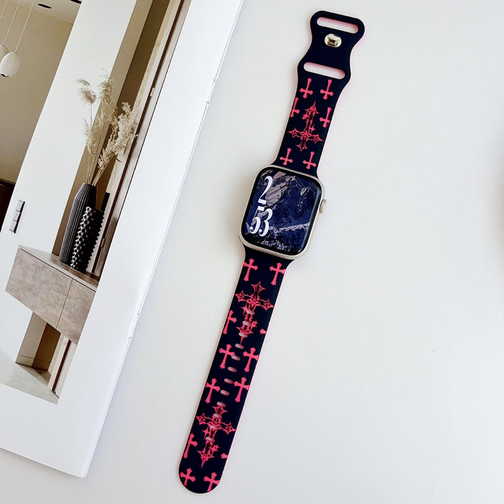 Christianartworkshop Gothic‑Style Multi‑Cross Silicone Watch Strap (Watch Not Included): Talisman Of Timeless Heavenly Grace - Pink Cross - image 18