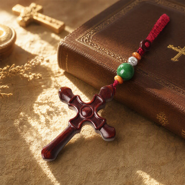 Christianartworkshop Multi‑Style Carved Solid Wood Cross Keychain: Symbol Of Gentle Spiritual Fortitude - image 5