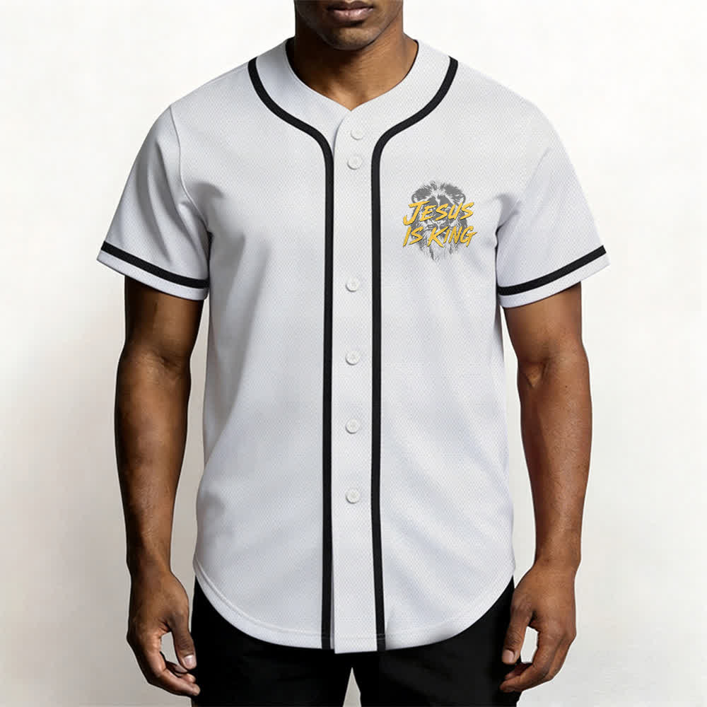 Christianartworkshop Jesus Is King Lion Graphic Baseball Jersey - image 13