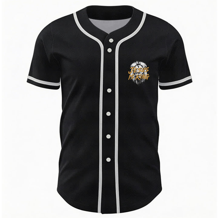 Christianartworkshop Jesus Is King Lion Graphic Baseball Jersey - image 16