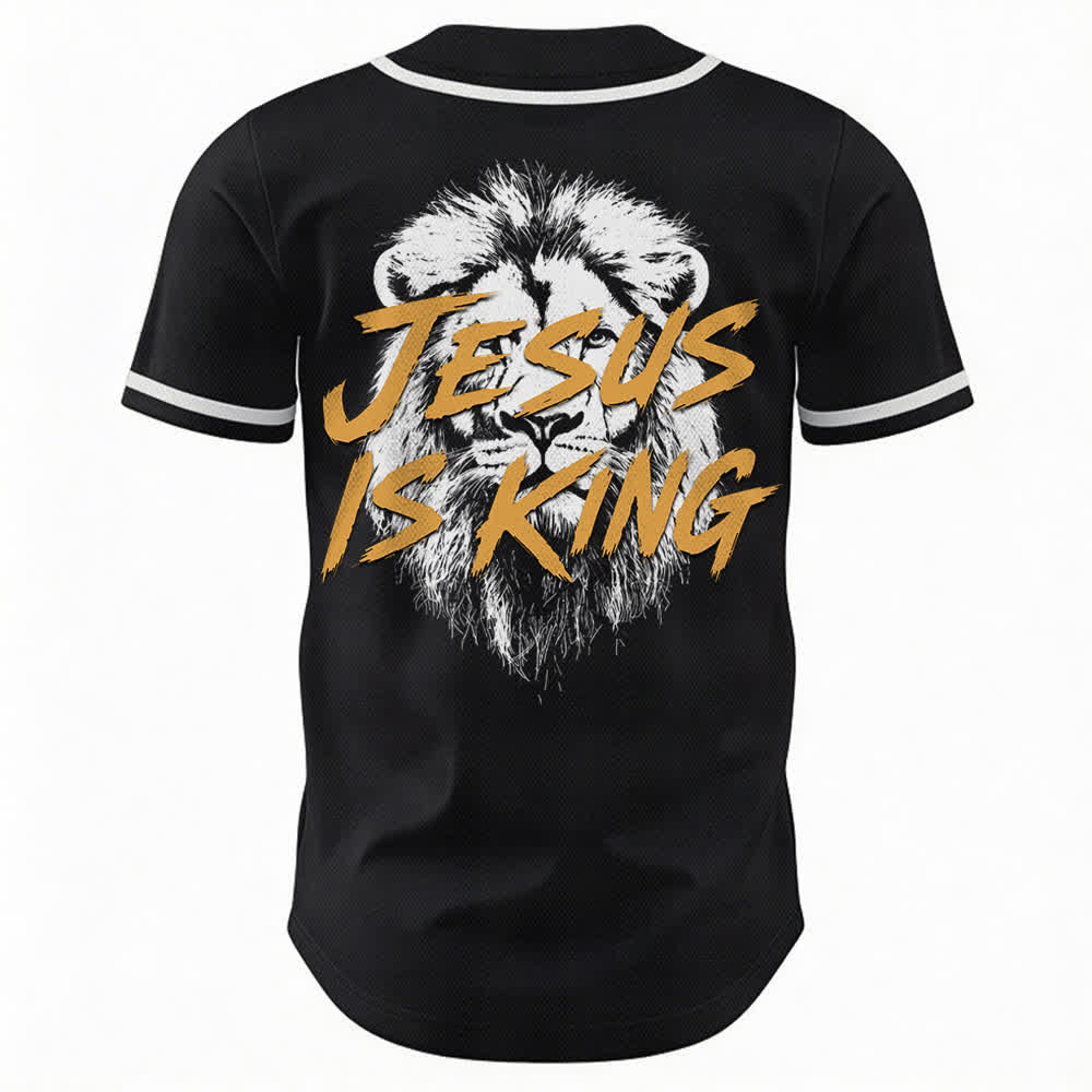 Christianartworkshop Jesus Is King Lion Graphic Baseball Jersey - image 15