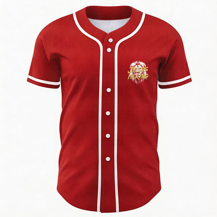 Christianartworkshop Jesus Is King Lion Graphic Mesh Baseball Jersey - image 23