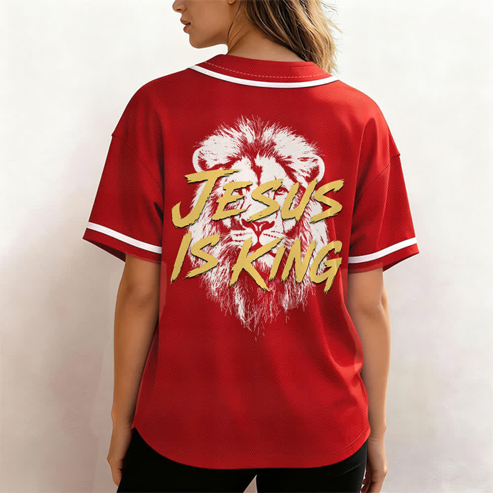 Christianartworkshop Jesus Is King Lion Graphic Baseball Jersey - image 24