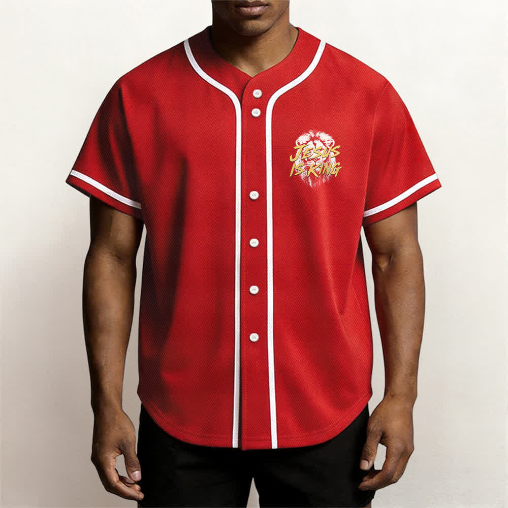 Christianartworkshop Jesus Is King Lion Graphic Baseball Jersey - image 27