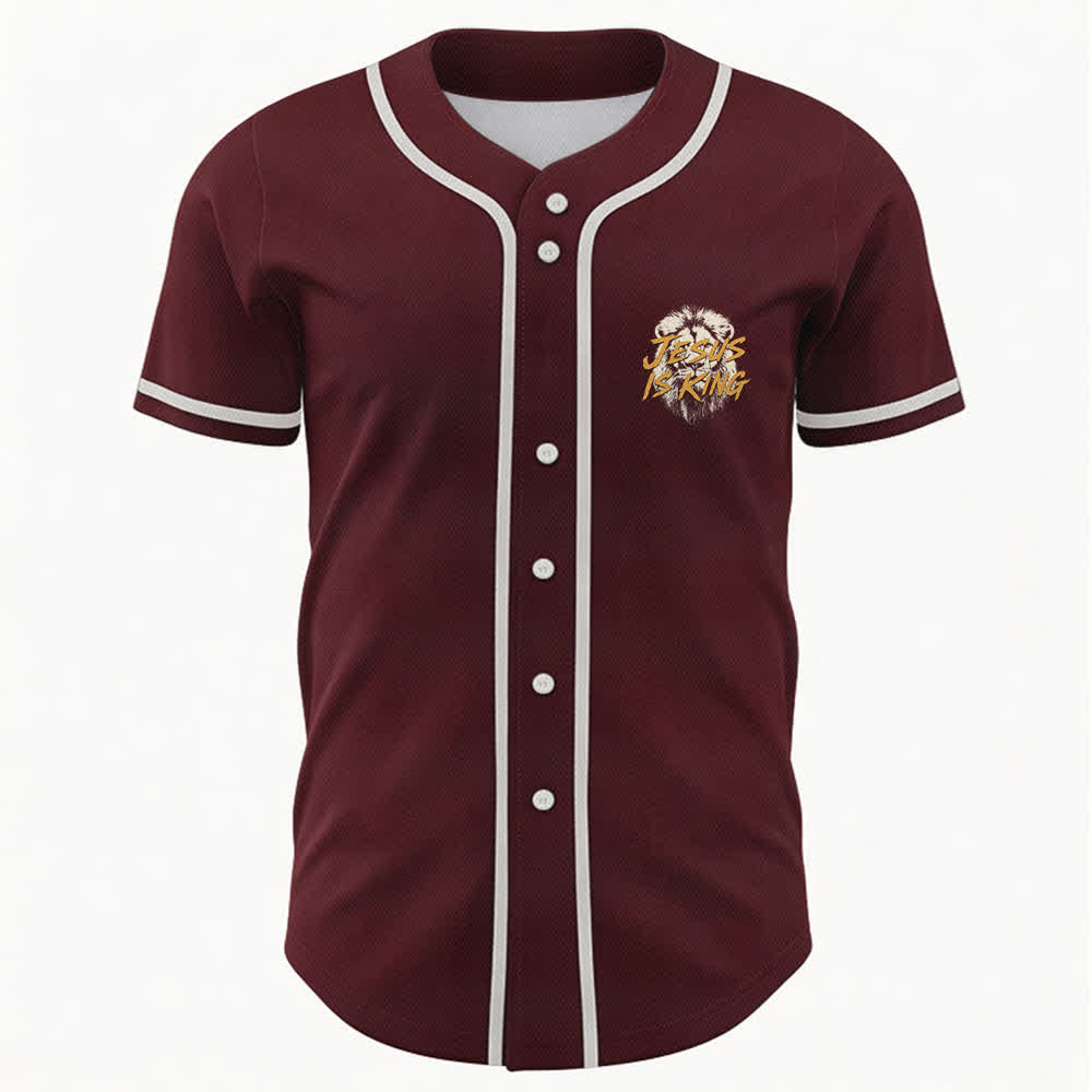 Christianartworkshop Jesus Is King Lion Graphic Mesh Baseball Jersey - image 30