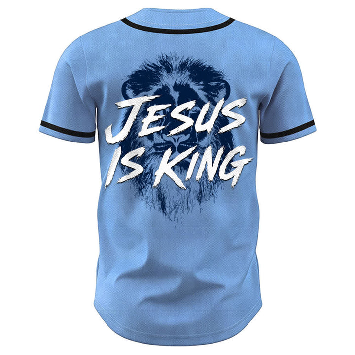 Christianartworkshop Jesus Is King Lion Graphic Baseball Jersey - image 36