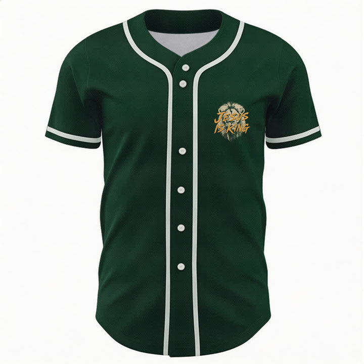 Christianartworkshop Jesus Is King Lion Graphic Baseball Jersey - image 44
