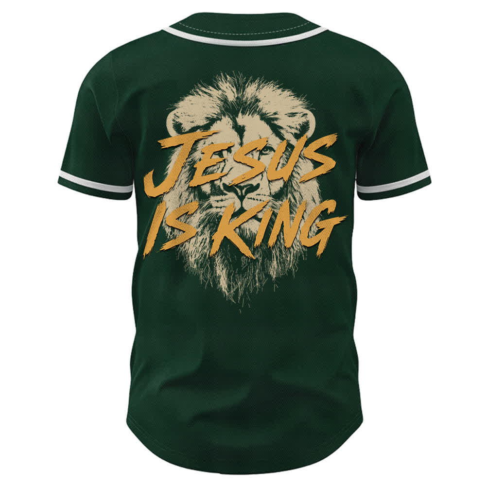 Christianartworkshop Jesus Is King Lion Graphic Mesh Baseball Jersey - image 43