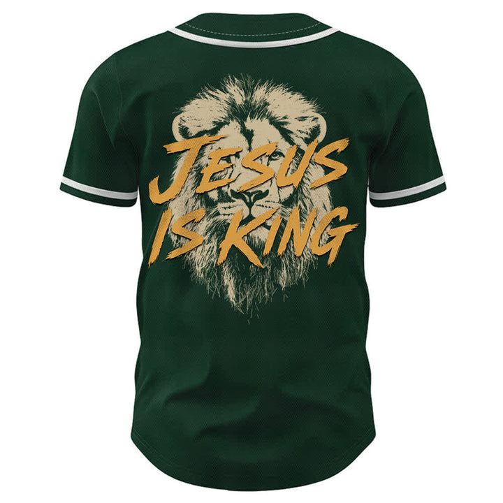 Christianartworkshop Jesus Is King Lion Graphic Baseball Jersey - image 43