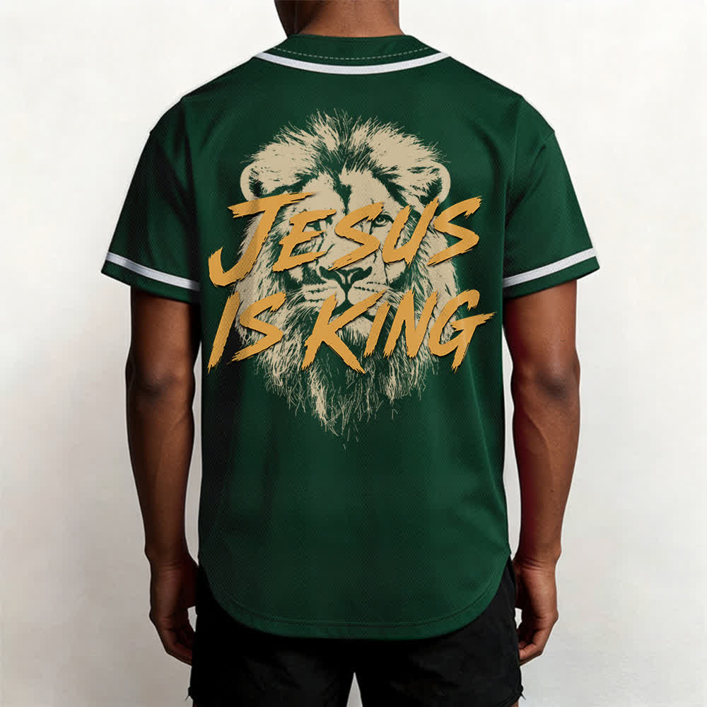 Christianartworkshop Jesus Is King Lion Graphic Baseball Jersey - image 47
