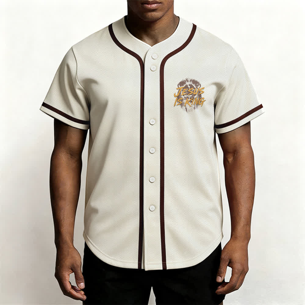 Christianartworkshop Jesus Is King Lion Graphic Mesh Baseball Jersey - image 55