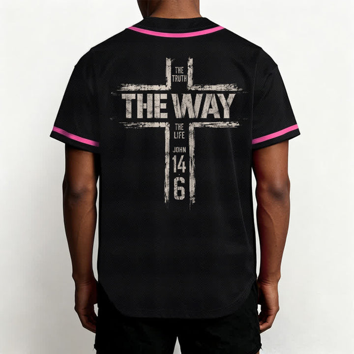 Christianartworkshop Jesus The Way Brush Print Black Baseball Jersey - image 47