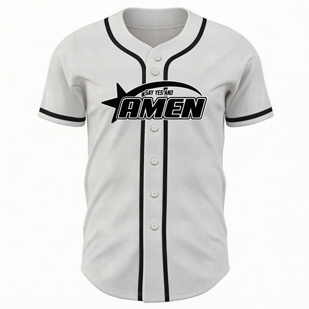 Christianartworkshop Amen Black And White Team Baseball Jersey - image 2