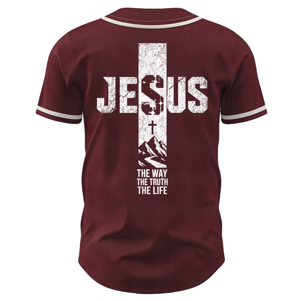 Christianartworkshop Jesus Cross Distressed Mesh Button Front Baseball Jersey - image 22