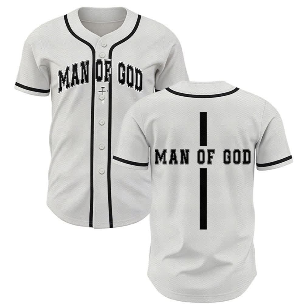 Christianartworkshop Man Of God Varsity Mesh Button Up Baseball Jersey - White - 5XL - image 0