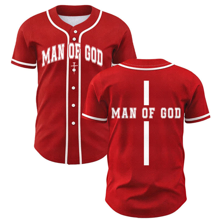 Christianartworkshop Man Of God Varsity Mesh Button Up Baseball Jersey - Red - 5XL - image 14