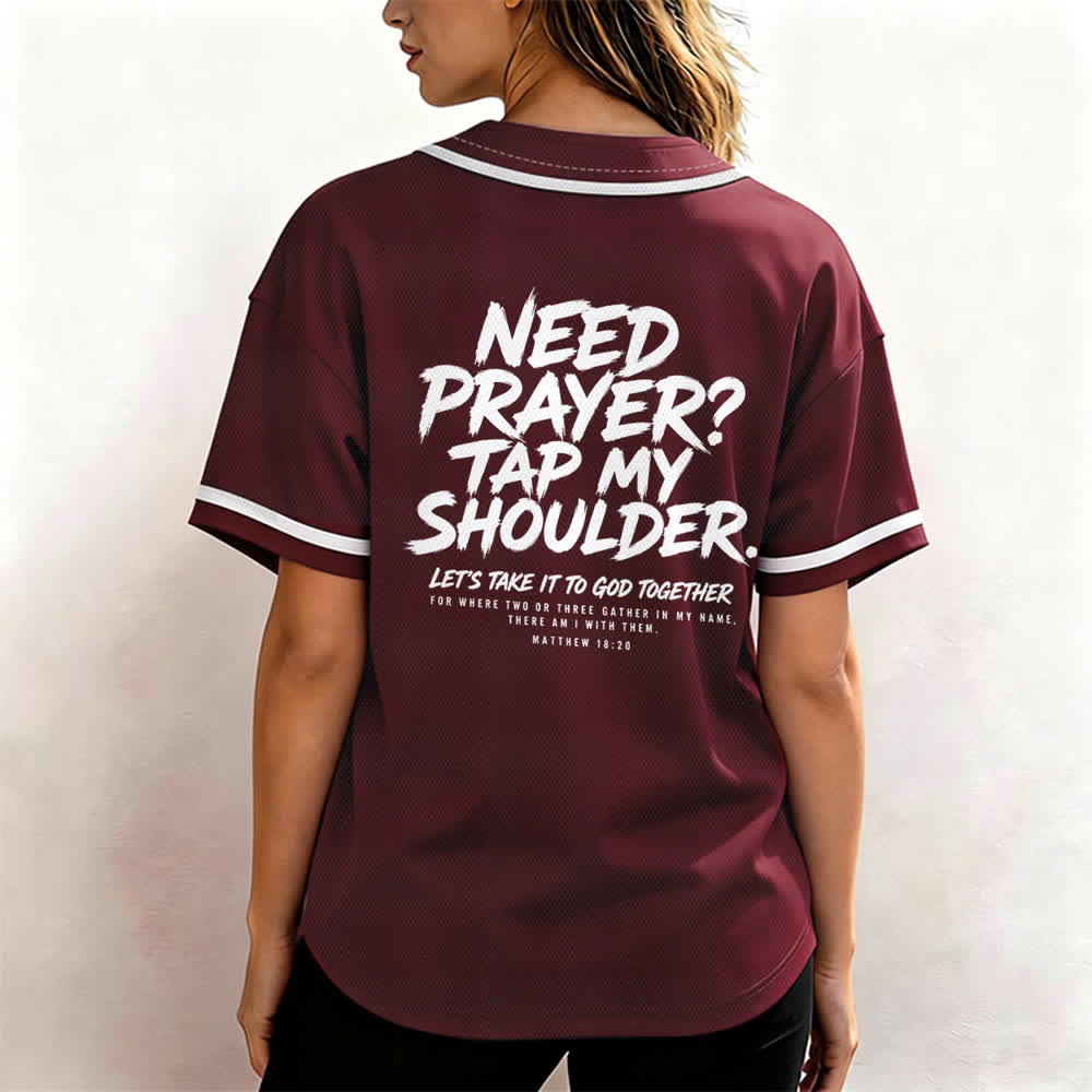 Christianartworkshop Pray Tap My Shoulder Message Baseball Jersey - image 24