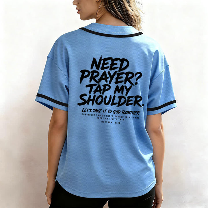 Christianartworkshop Pray Tap My Shoulder Message Baseball Jersey - image 31