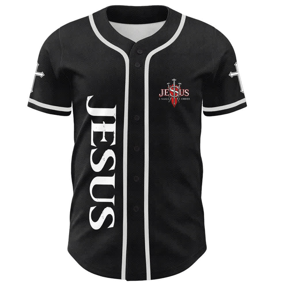 Christianartworkshop Jesus Saves Thorn Crown Black Mesh Baseball Jersey - image 2
