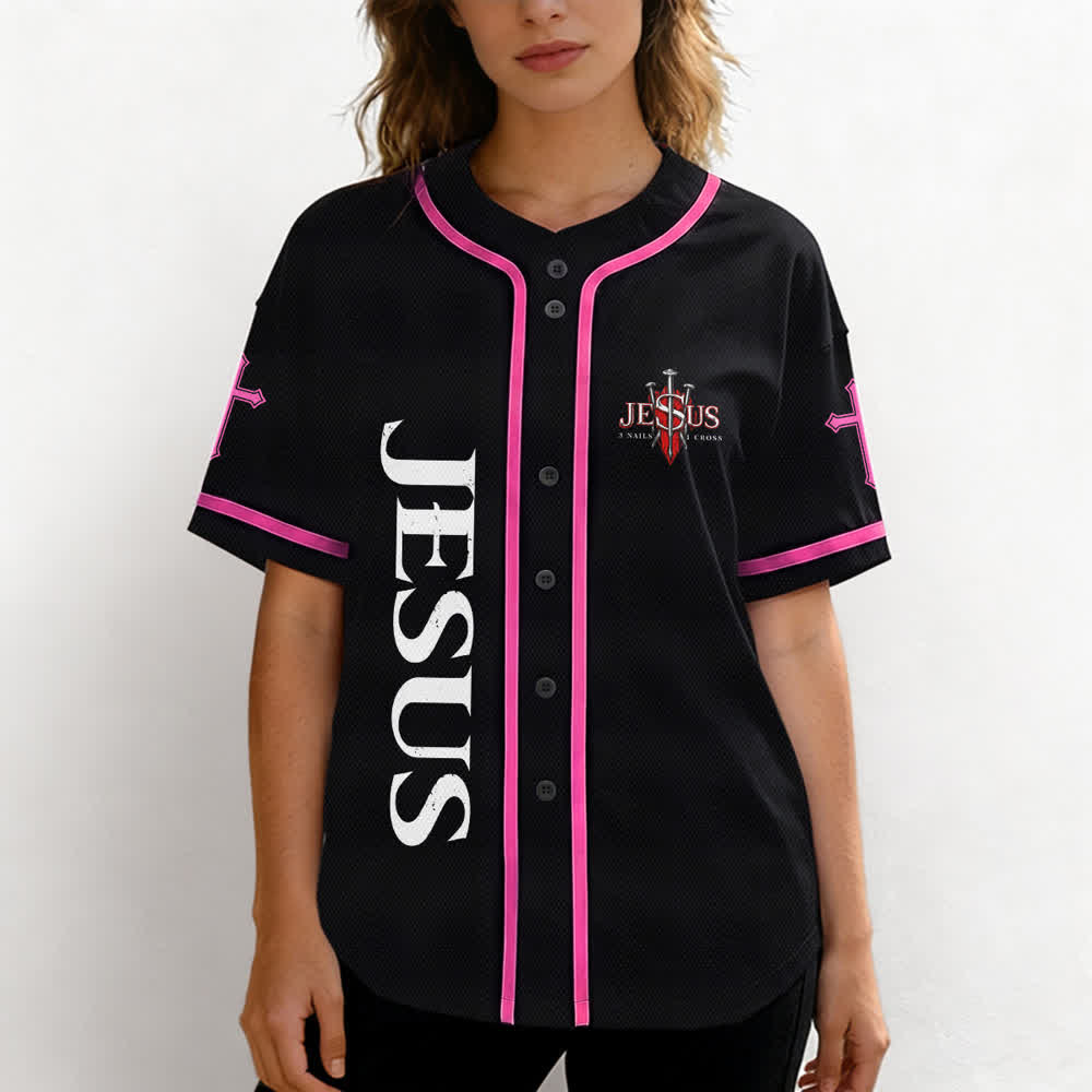 Christianartworkshop Jesus Saves Thorn Crown Black Mesh Baseball Jersey - image 46