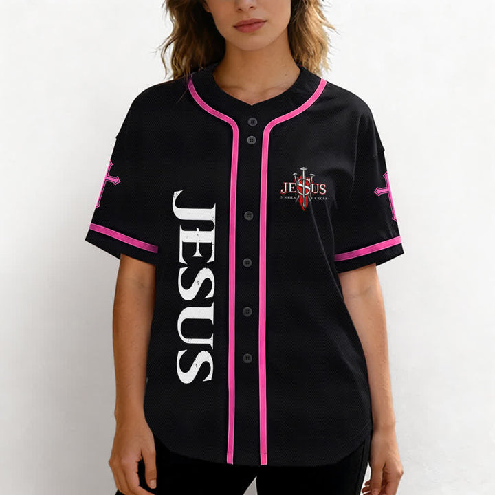 Christianartworkshop Jesus Saves Thorn Crown Black Mesh Baseball Jersey - image 46