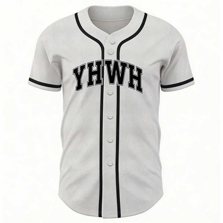 Christianartworkshop YHWH Varsity Mesh Button Front Baseball Jersey - White - 5XL - image 0