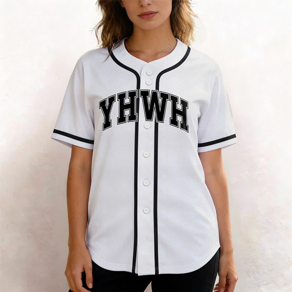 Christianartworkshop YHWH Varsity Button Front Baseball Jersey - image 1