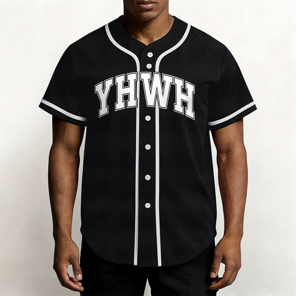Christianartworkshop YHWH Varsity Button Front Baseball Jersey - image 5