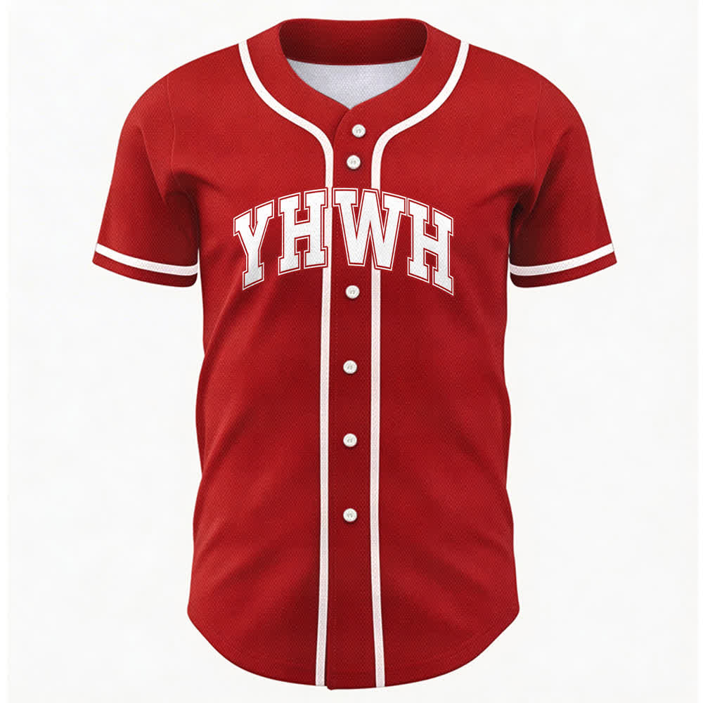 Christianartworkshop YHWH Varsity Button Front Baseball Jersey - Red - 5XL - image 21