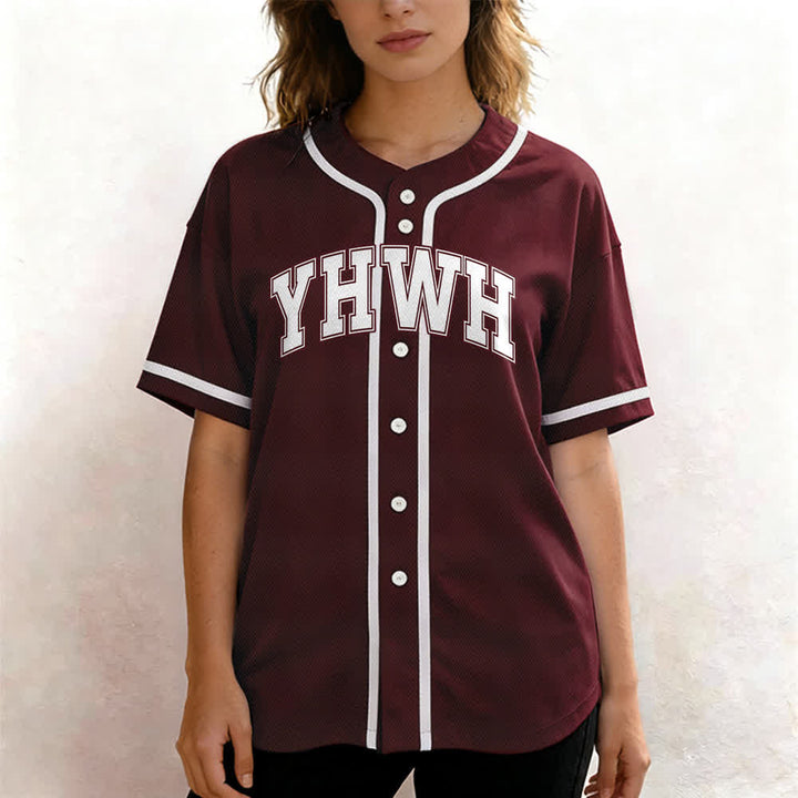 Christianartworkshop YHWH Varsity Button Front Baseball Jersey - image 13