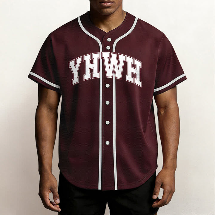 Christianartworkshop YHWH Varsity Mesh Button Front Baseball Jersey - image 14